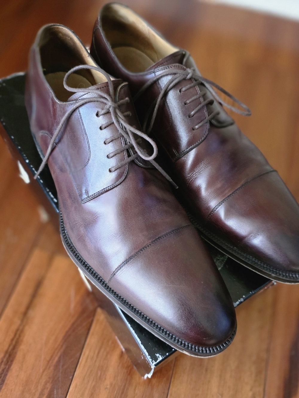 Magnanni Men's Leather Cap Toe Oxford Dress Shoes - Brown - Size 11 M